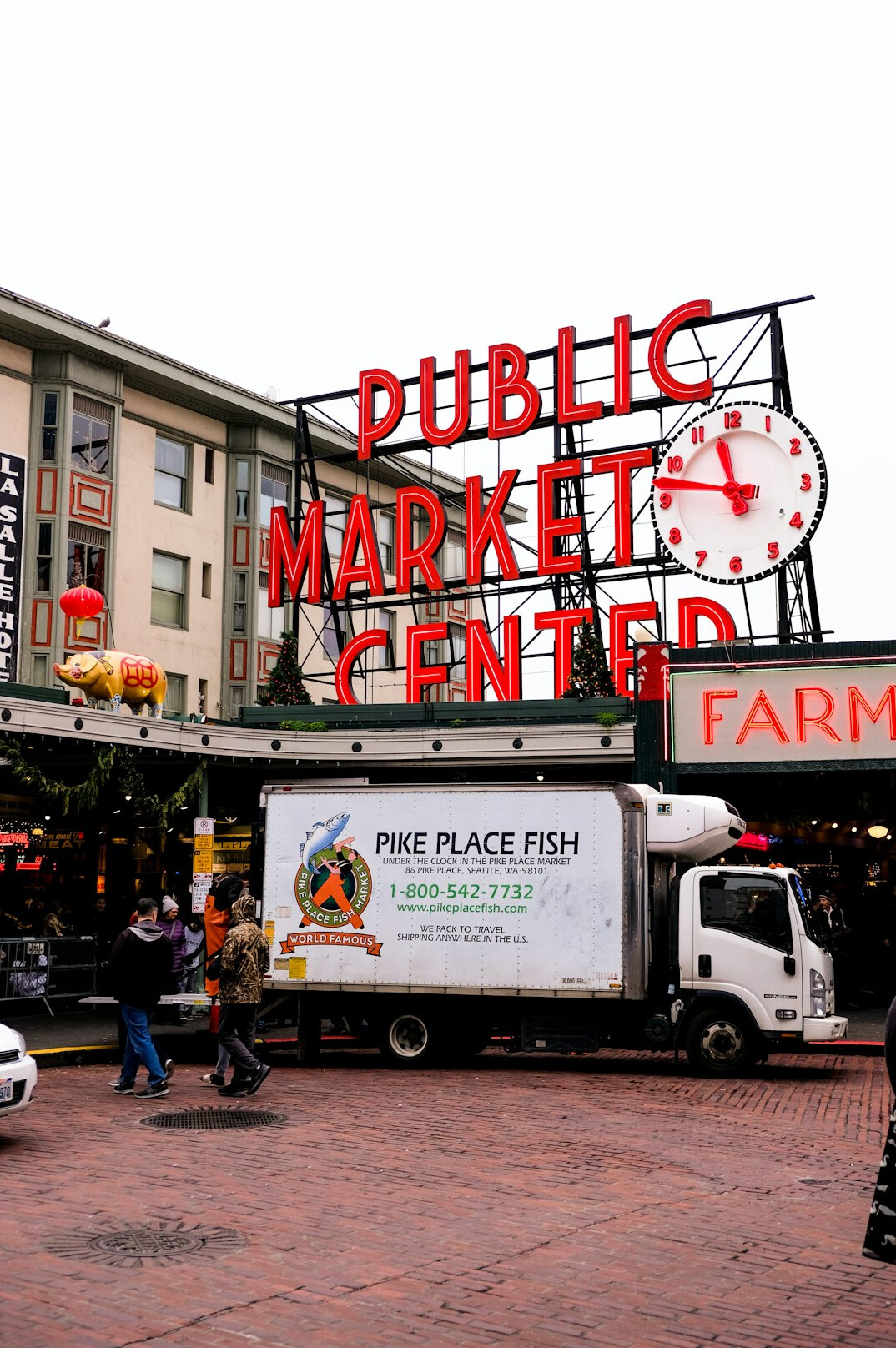 Crowded public market with vendors and shoppers